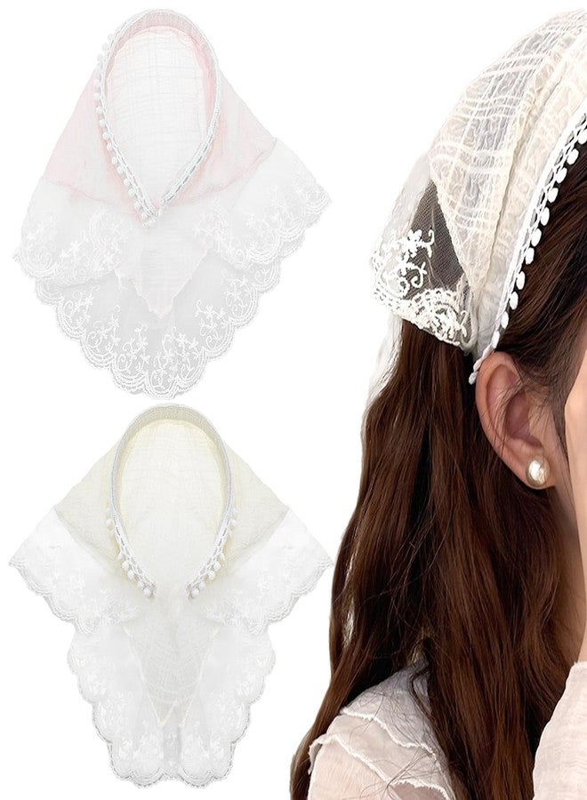 Capiant 2 PACK Hair Scarf Headband for Women, Lace Hair Bandana, Non-Slip Hair Soft Head Coverings Boho Triangle Bandana Turban for Hair Styling - Image 1